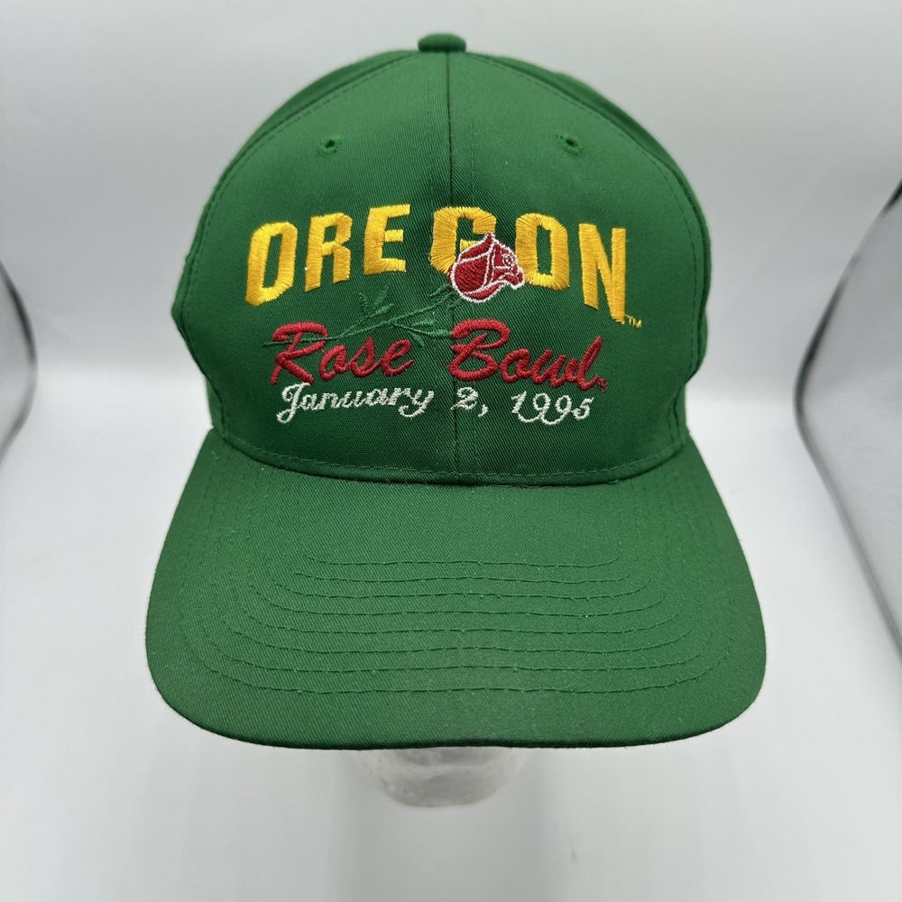 Vintage 1995 Oregon Ducks Rose Bowl Headmaster Snapback Hat Green NCAA